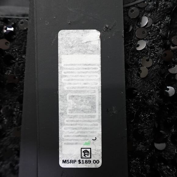 Donna Karan New York Size 14 Black Sequin Short Sleeve ButtonUp Belted Dress NWT - Picture 6 of 16